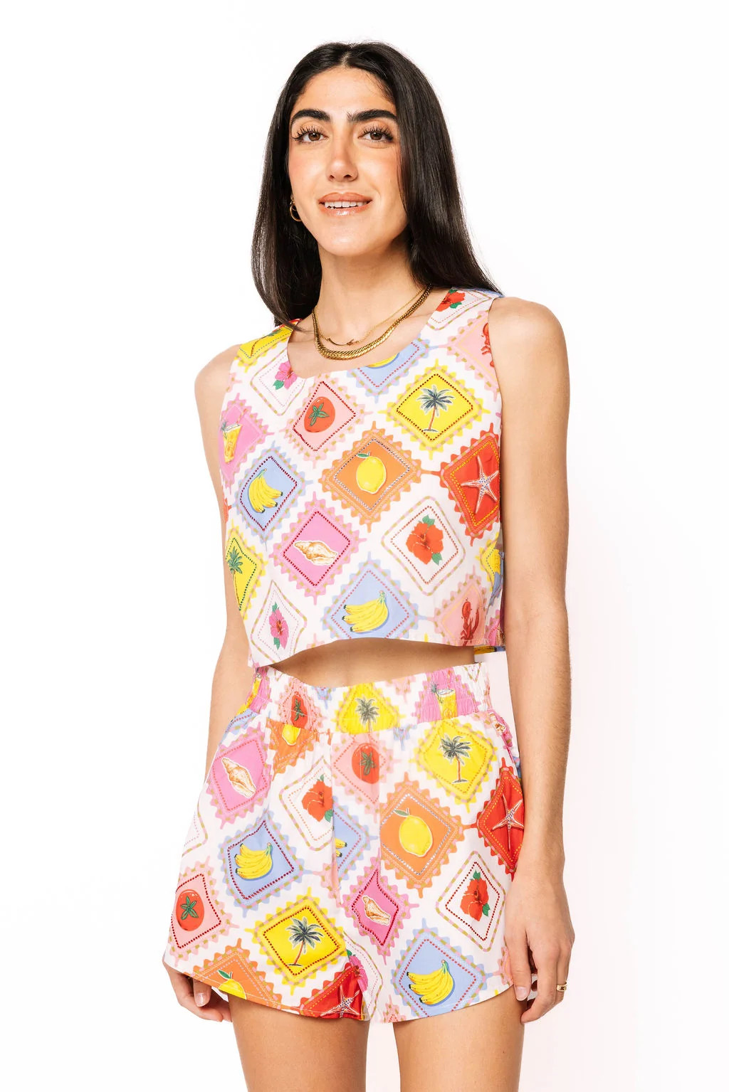 Multi Fruit Stamp Cotton Tank | Queen of Sparkles