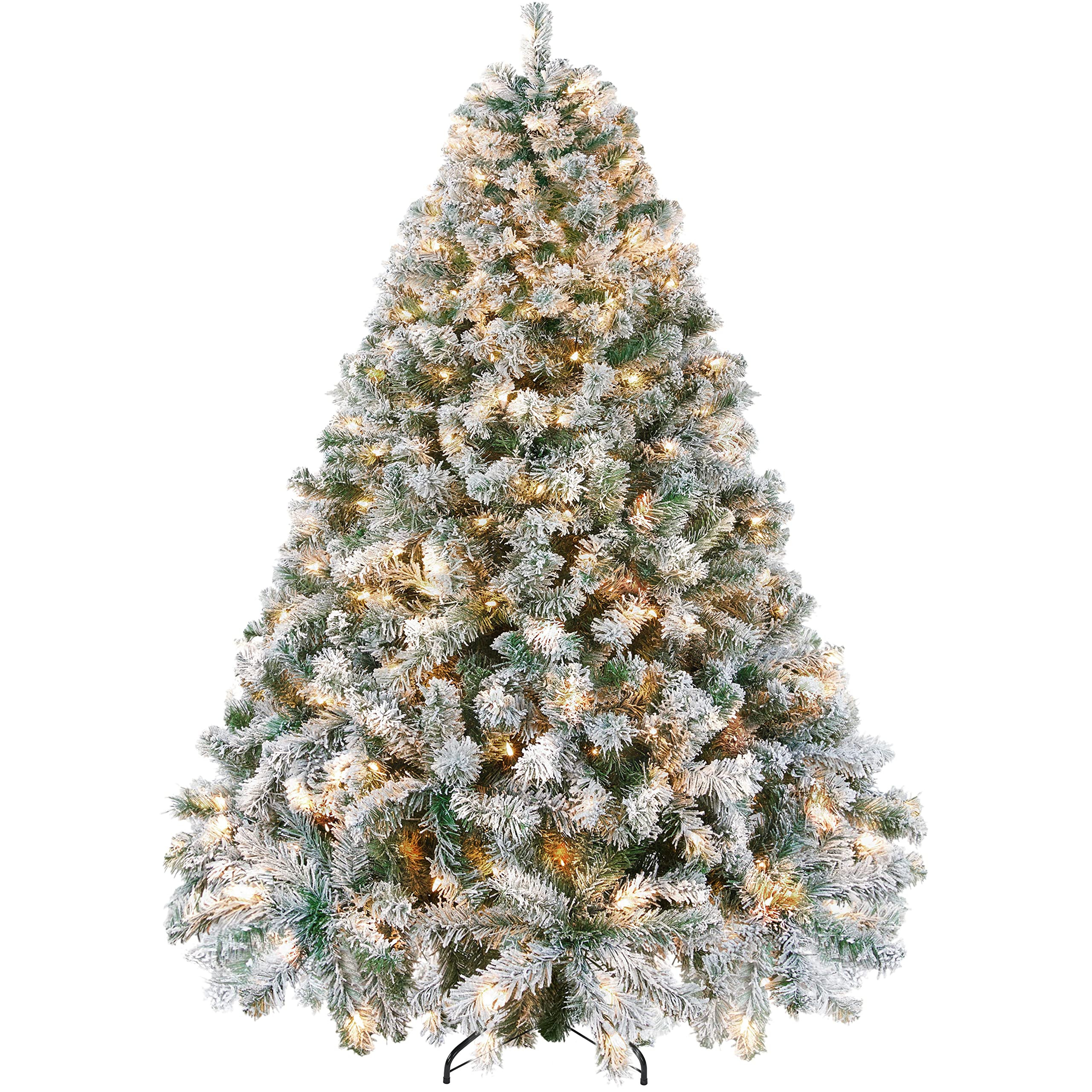 Yaheetech 7.5ft Pre-lit Artificial Christmas Tree W/Incandescent Warm White Lights, Snow Flocked ... | Amazon (US)