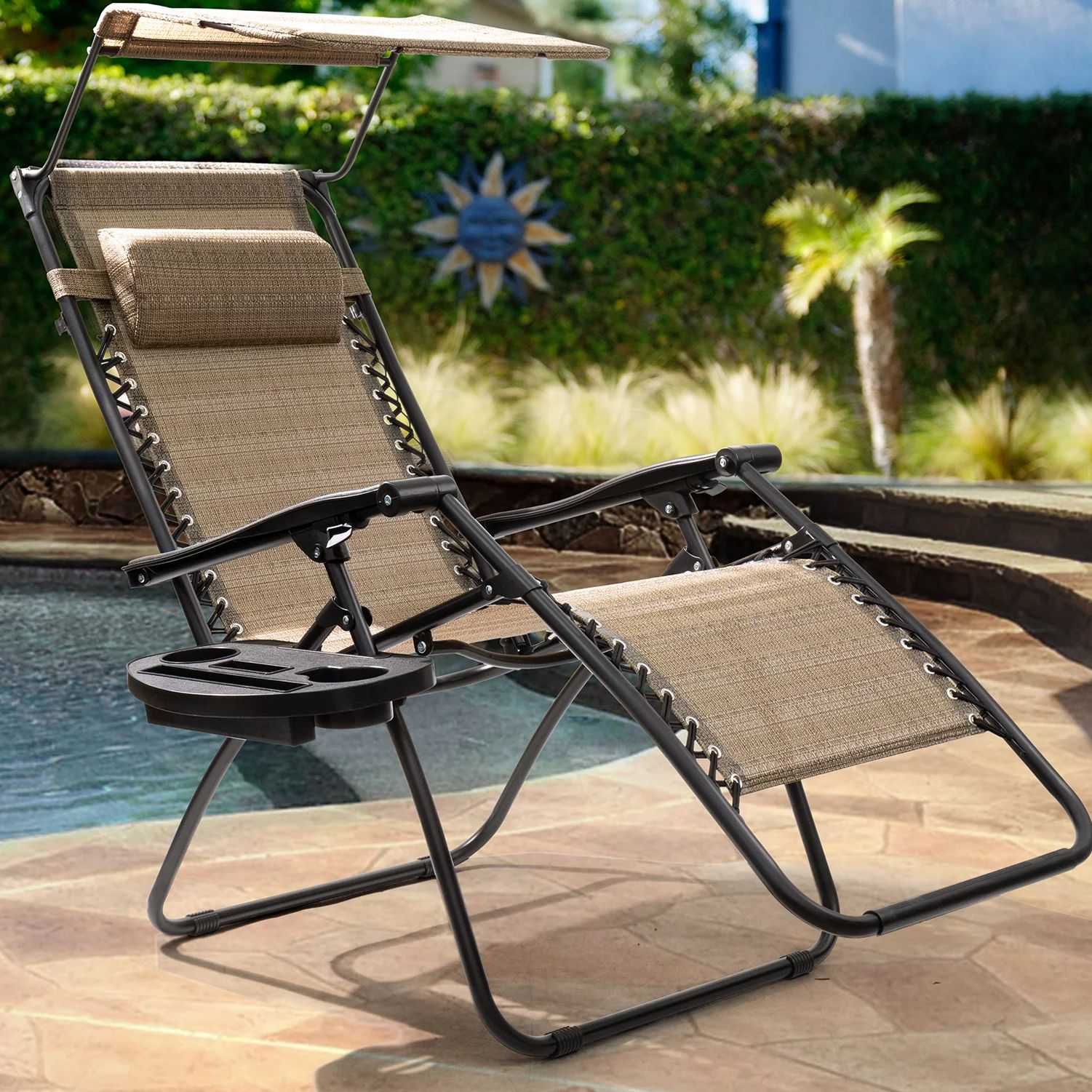 Walnew Zero Gravity Chair Outdoor Folding Recliner Lounge Chair with Attachable Sunshade Canopy a... | Walmart (US)