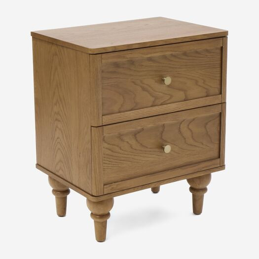 Wooden Two Drawer Bedside Table 58x48cm | TK Maxx