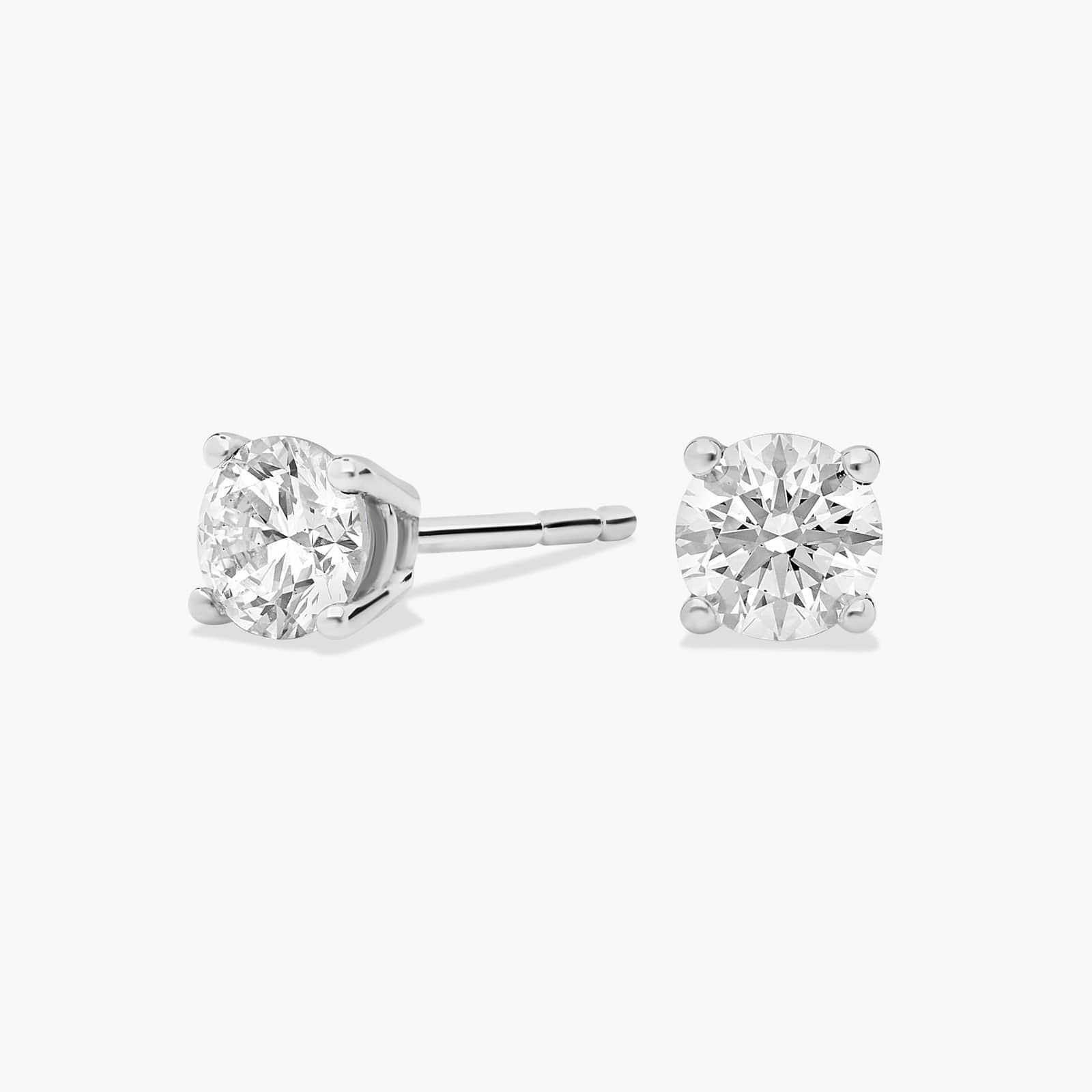 Four Prong Round Brilliant Lab Grown Diamond Stud Earrings in 14k White Gold (1/2 Ct. tw. - F-G /... | Blue Nile