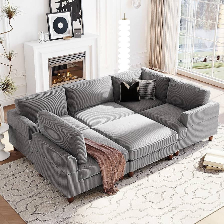 Oversized Modular Sectional Sofa Couch with Movable Ottoman Can be Freely Combined into Sofabed,L... | Amazon (US)