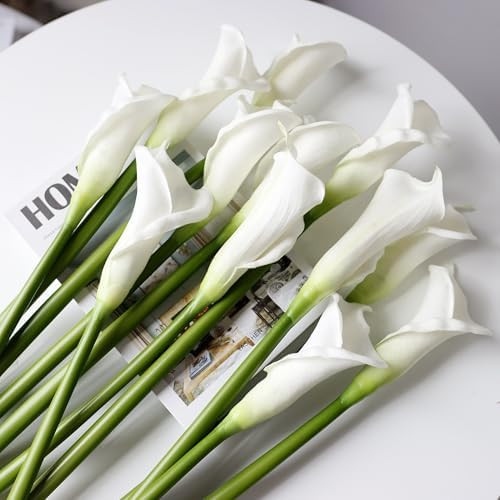 grtefhu 12 Piece 26" Calla Lily Artificial Flowers,Real Touch Long Stem Faux Calla Lillies for Ta... | Amazon (US)