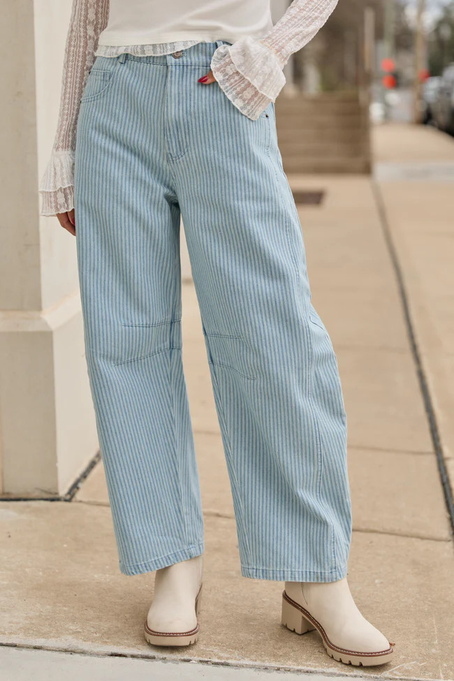 Courtney Striped Barrel Leg Pants FINAL SALE | Pink Lily
