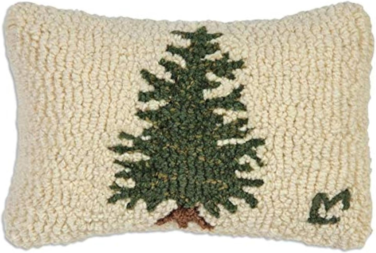 Artist-Designed Little Tree Hand-Hooked Wool Decorative Petite Throw Pillow - Christmas Pillow fo... | Amazon (US)