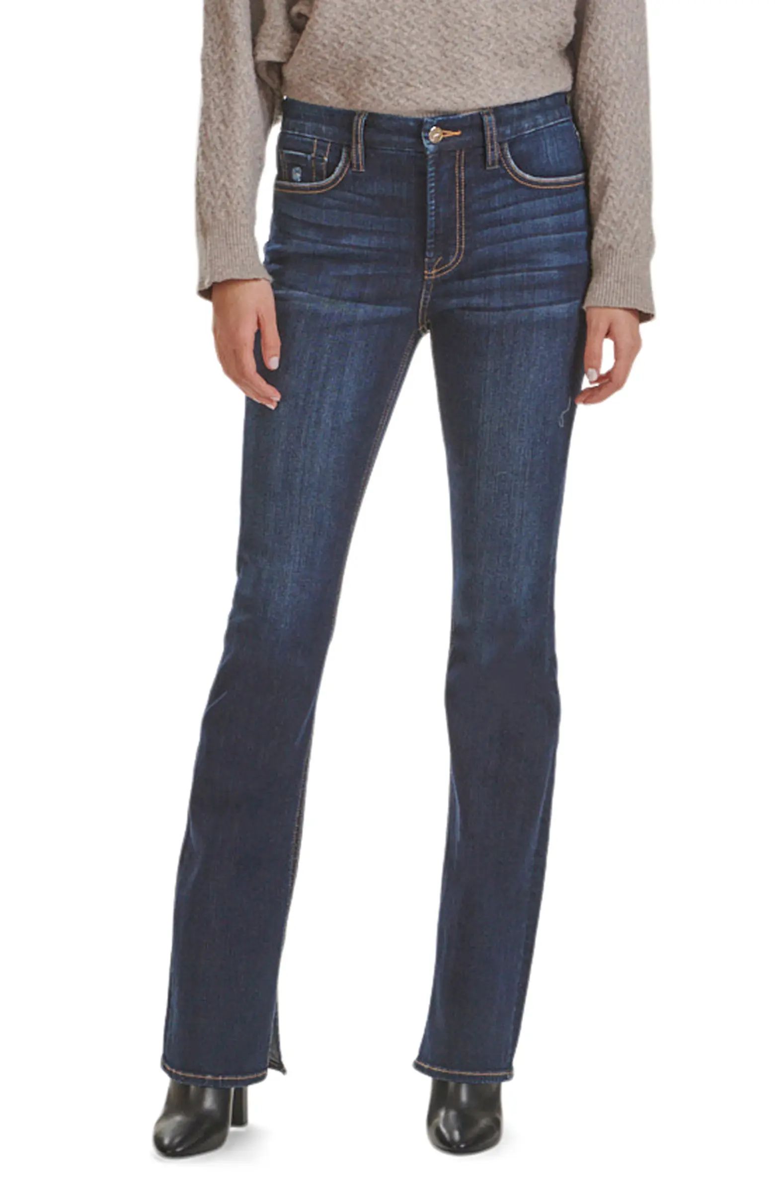 Side Slit Slim Bootcut Jeans | Nordstrom