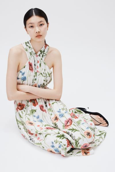 Open-back Dress - White/floral - Ladies | H&M US | H&M (US + CA)