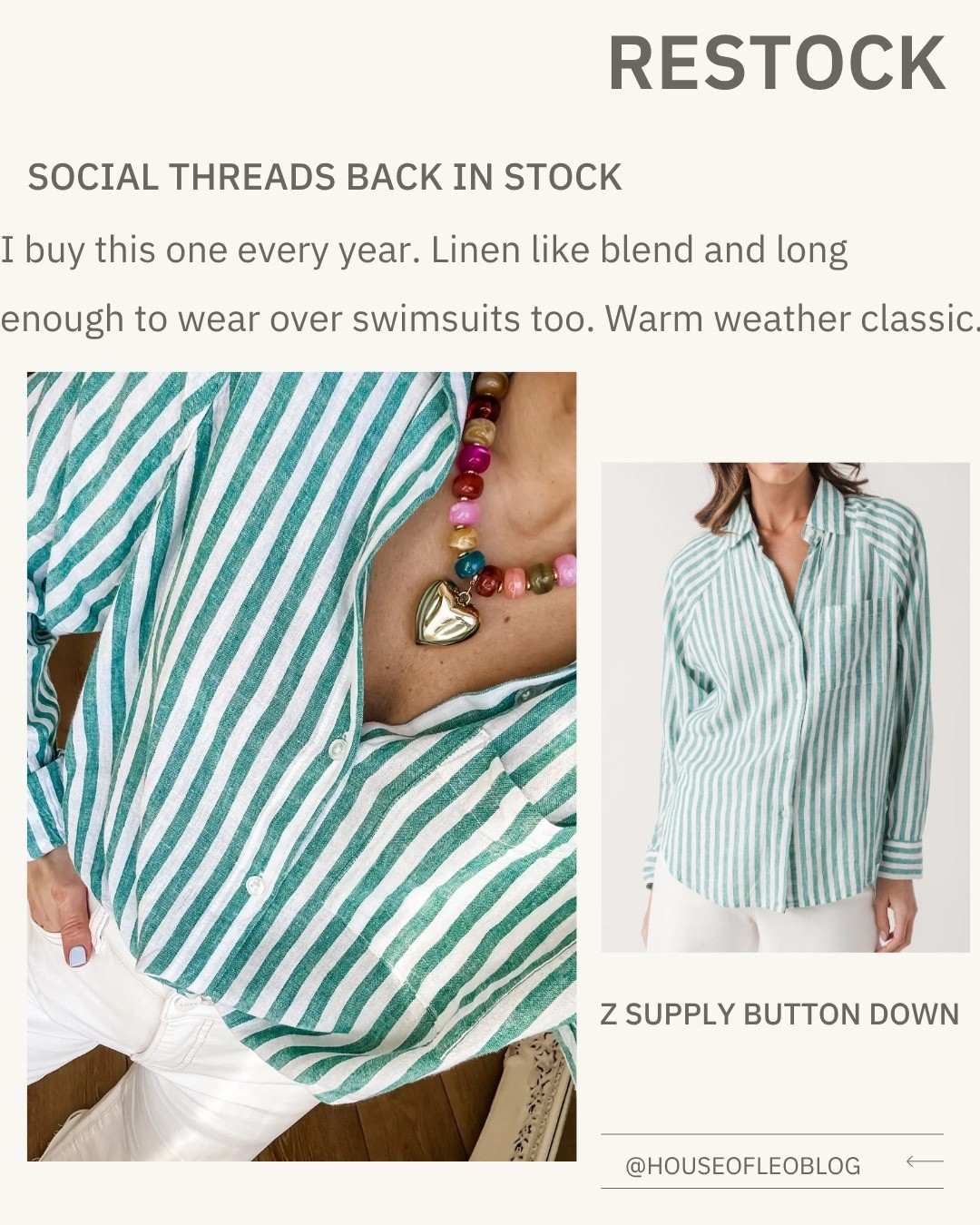 Wearing small linen, button-down shirt. Heart necklace.

#LTKOver40