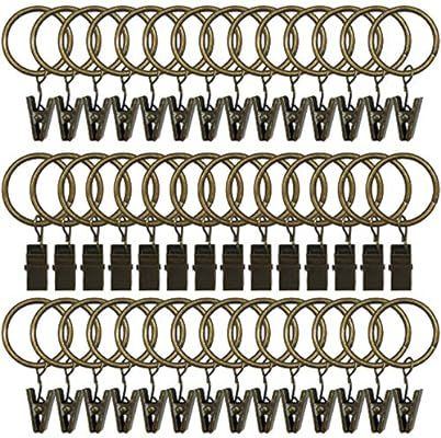Topspeeder 42 Pack Curtain Rings with Clips Decorative Drapery Rustproof Vintage 1 Inch Interior ... | Amazon (US)