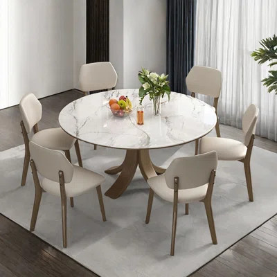 Simple Microlite Wood Round Dining Table Sets | Wayfair North America