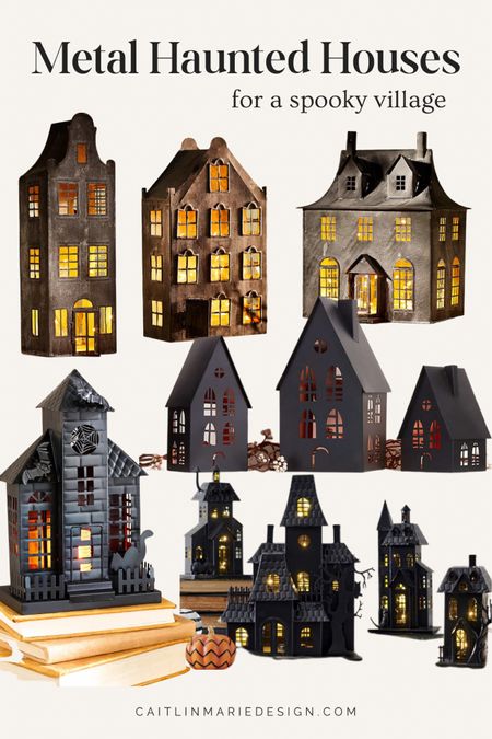 Black metal haunted houses for a spooky village, neutral chic classy Halloween decor

#LTKunder100 #LTKhome #LTKSeasonal