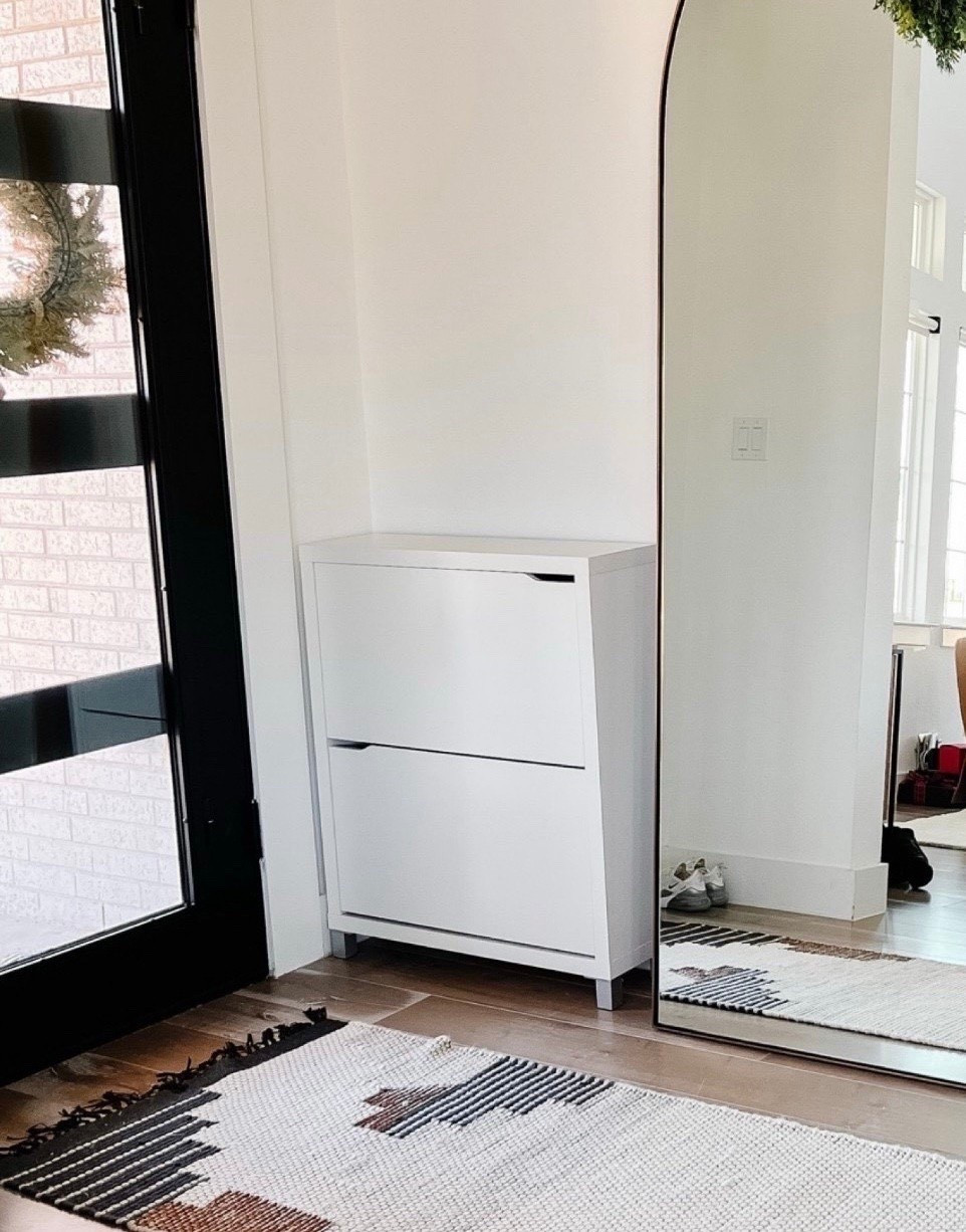 Love our shoe cabinet that holds roughly 12 pairs, very slim, and looks pretty in the home! Sturdy, too.

#LTKHome