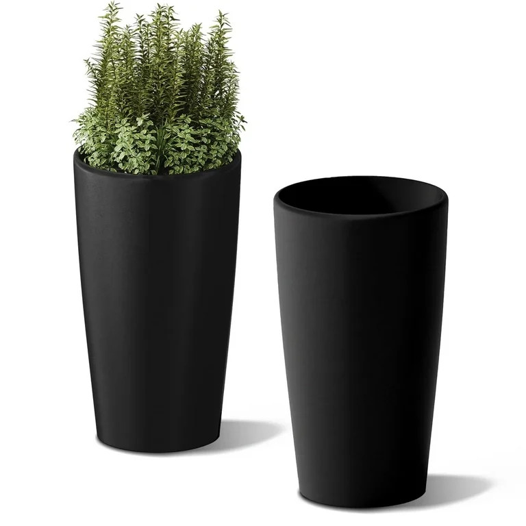 SnugNiture 22-Inch Modern Outdoor Planters, Set of 2, Large Matte Frosted Design for Indoor & Out... | Walmart (US)