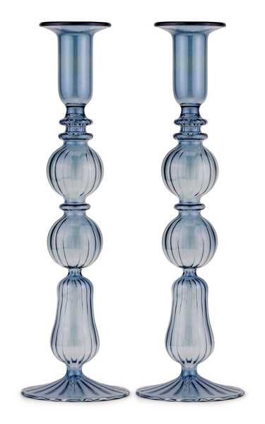 Set-Of-Two Tall Glass Candle Sticks | Moda Operandi (Global)
