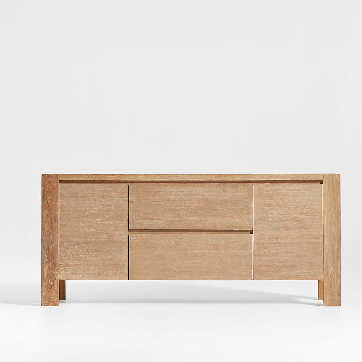 Terra 68" Natural Oak Wood Storage Media Console + Reviews | Crate & Barrel | Crate & Barrel