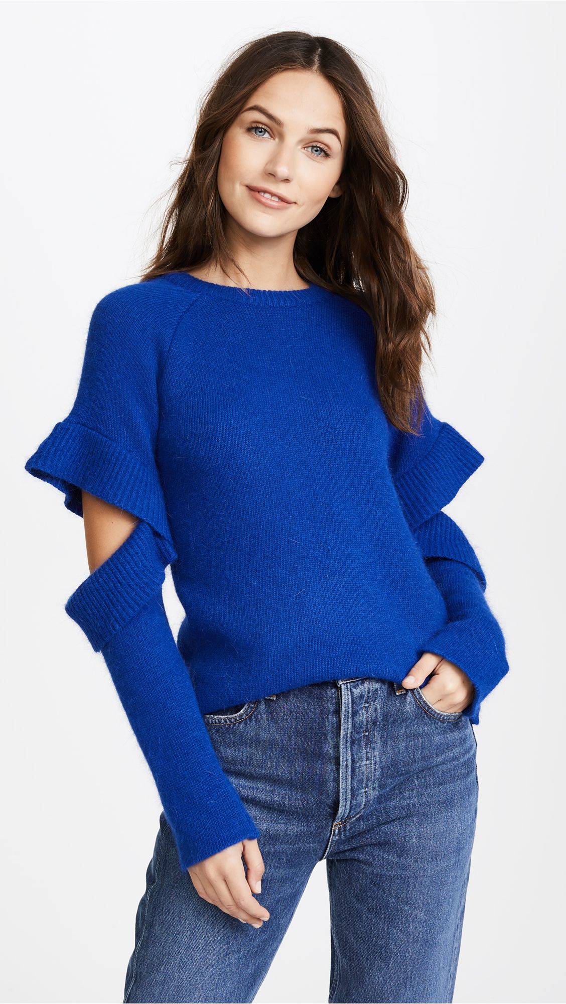 Sweater with Sleeve Ruffle Detail | Shopbop