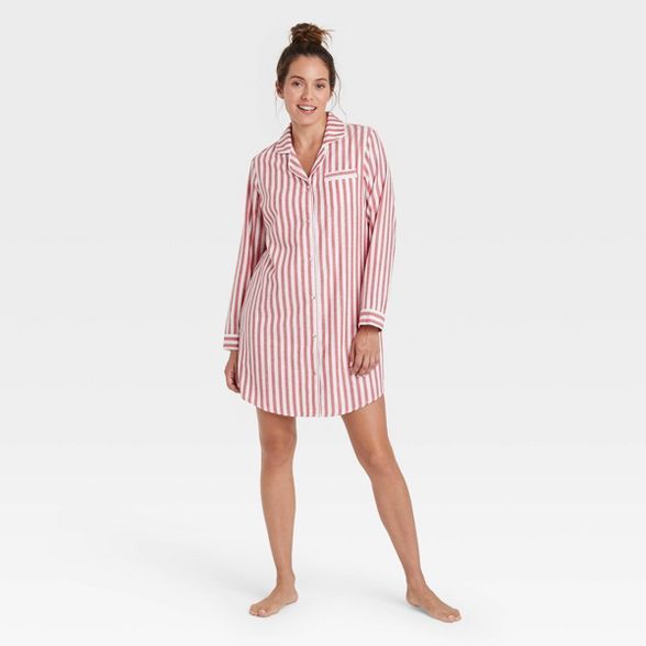 Women's Perfectly Cozy Striped Flannel NightGown - Stars Above™ White | Target