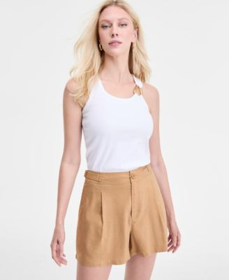 Women's Rib Knit Hardware-Trim Tank Top | Macy's
