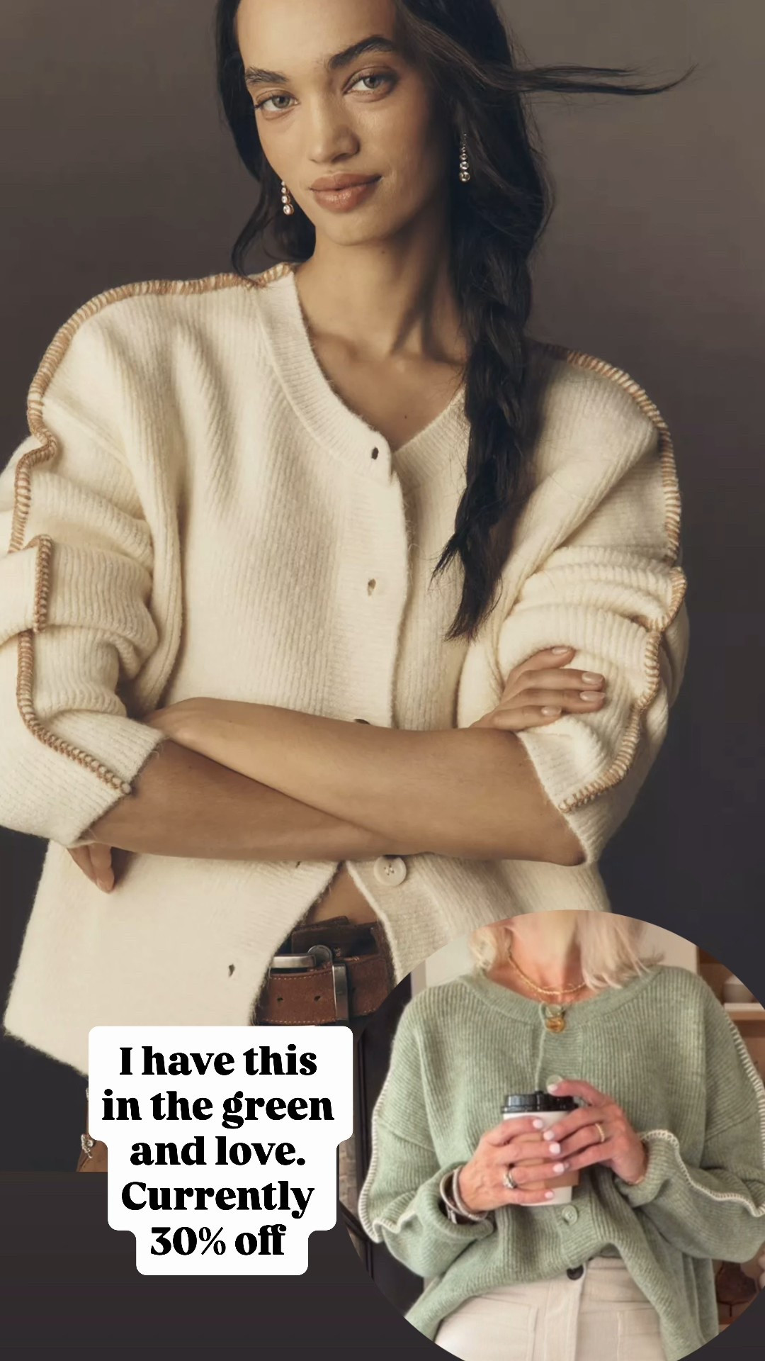 Can wear as cardigan or sweater. 

Anthropologie sale! 
Currently 30% off 

#LTKSaleAlert #LTKOver40 #LTKFindsUnder100