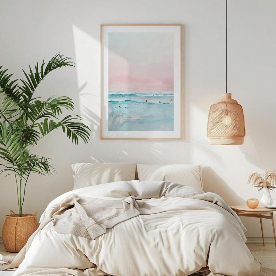 1pc Coastal Ocean Swimming Painting Wall Art Sea Illustration Wall Art Print Coastal Summer Print... | SHEIN