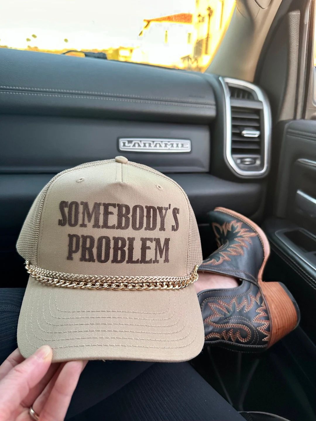 Somebodys Problem Khaki Trucker Hat - Etsy | Etsy (US)