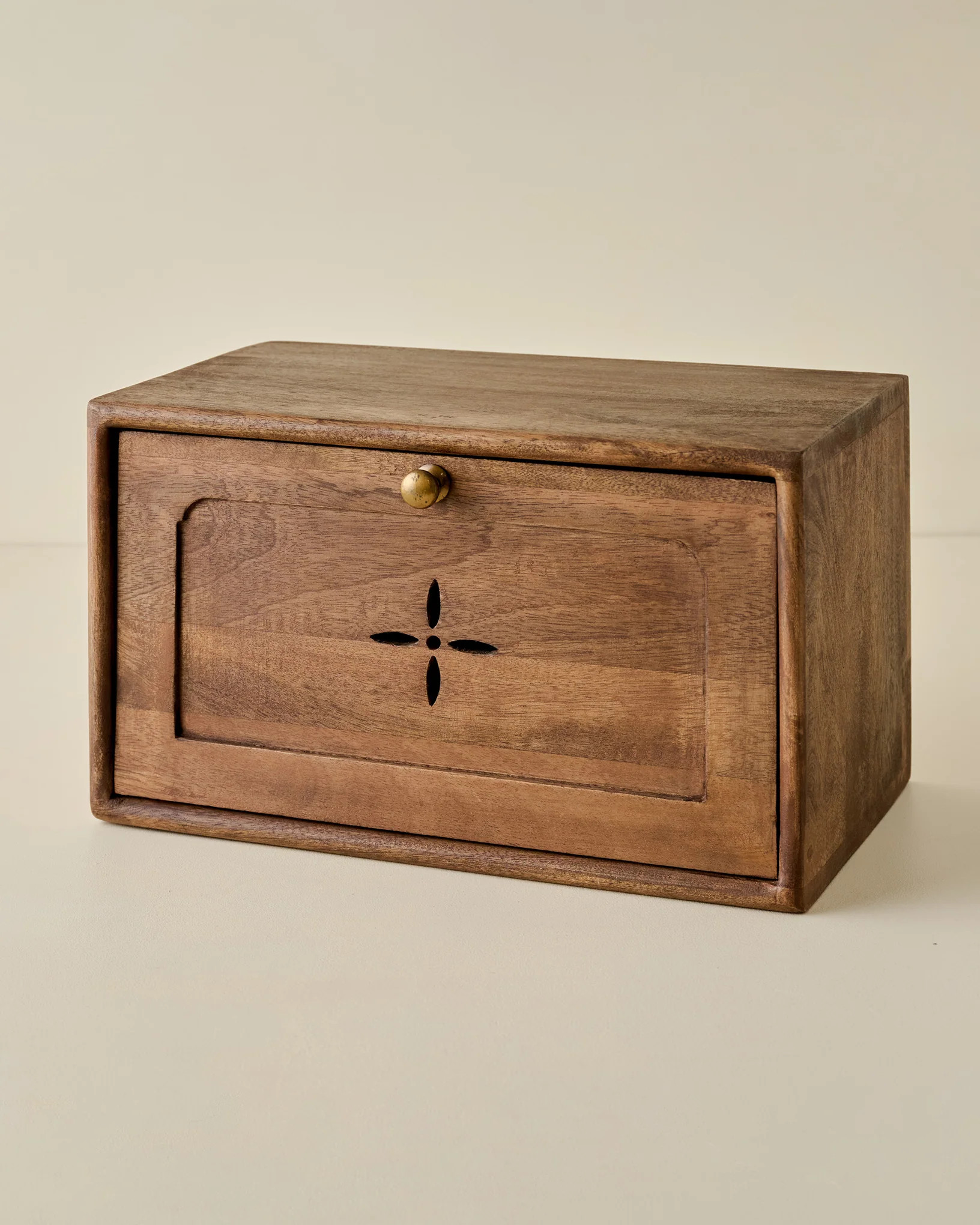 Antiqued Wood Carved Bread Box | Magnolia