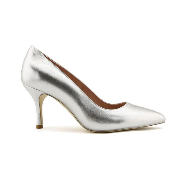 Silver Metallic Leather Pump | ALLY Shoes