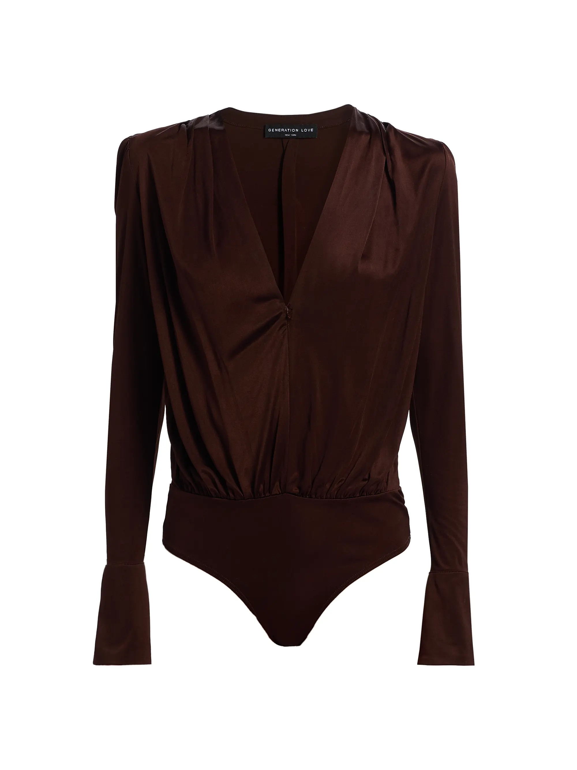 Elio Sheen Plunging V-Neck Bodysuit | Saks Fifth Avenue