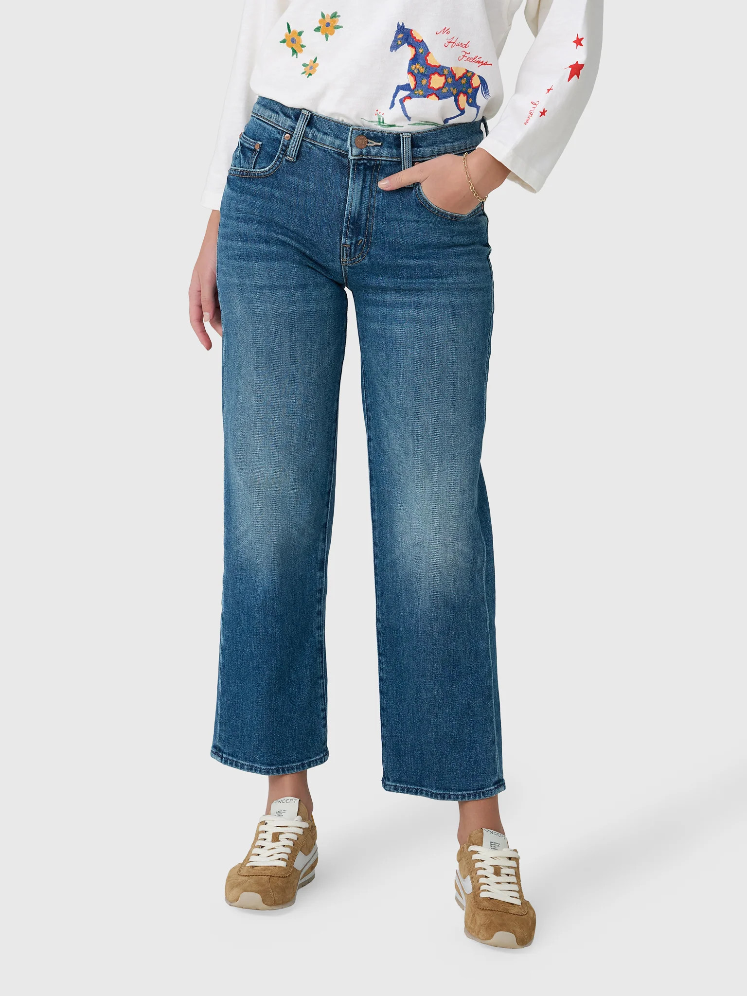 MOTHER
                      
                     Women's The Mid Rise Rambler Zip Ankle Jean | Saint Bernard