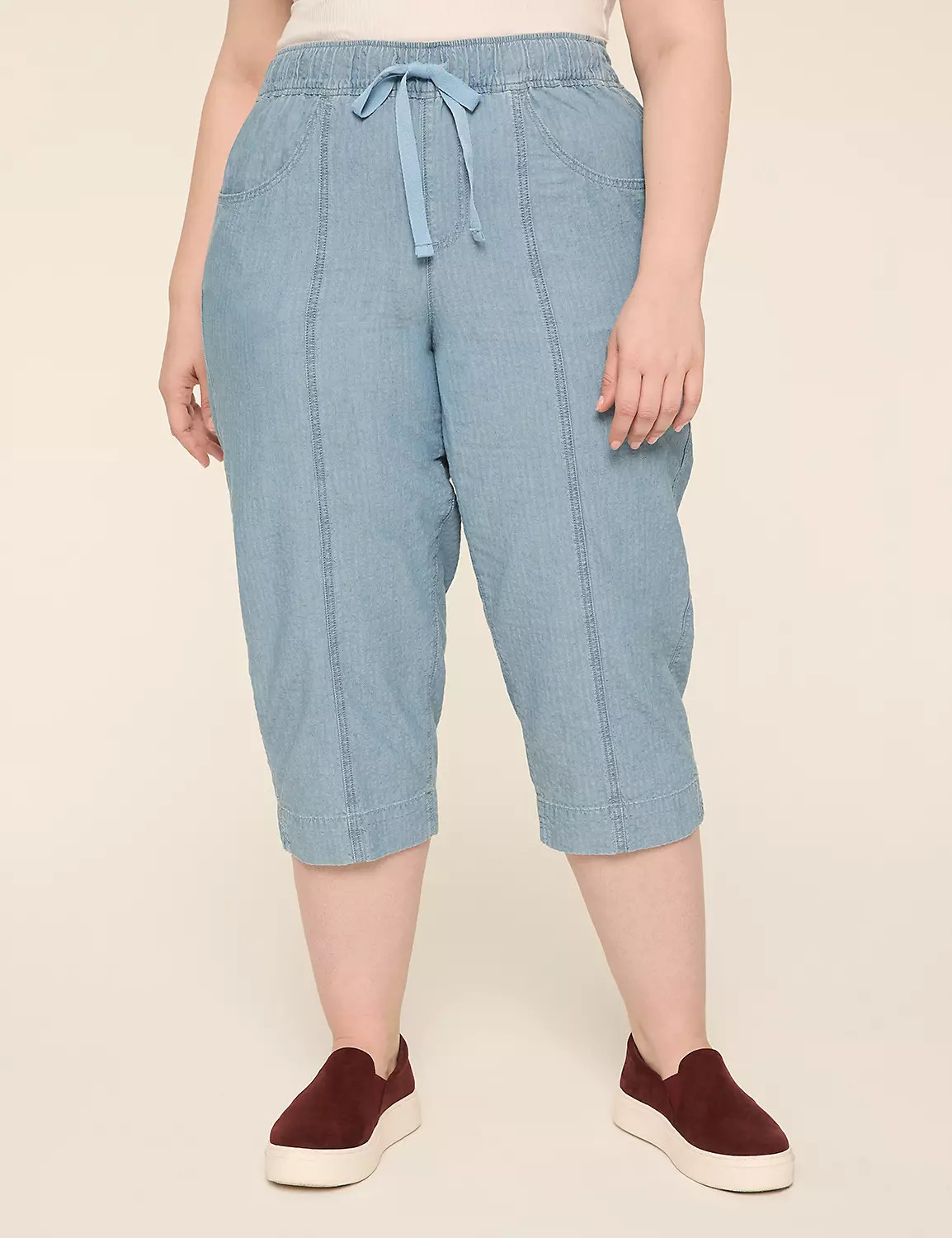 Seersucker Pull-On Crop Pant | Lane Bryant (US)