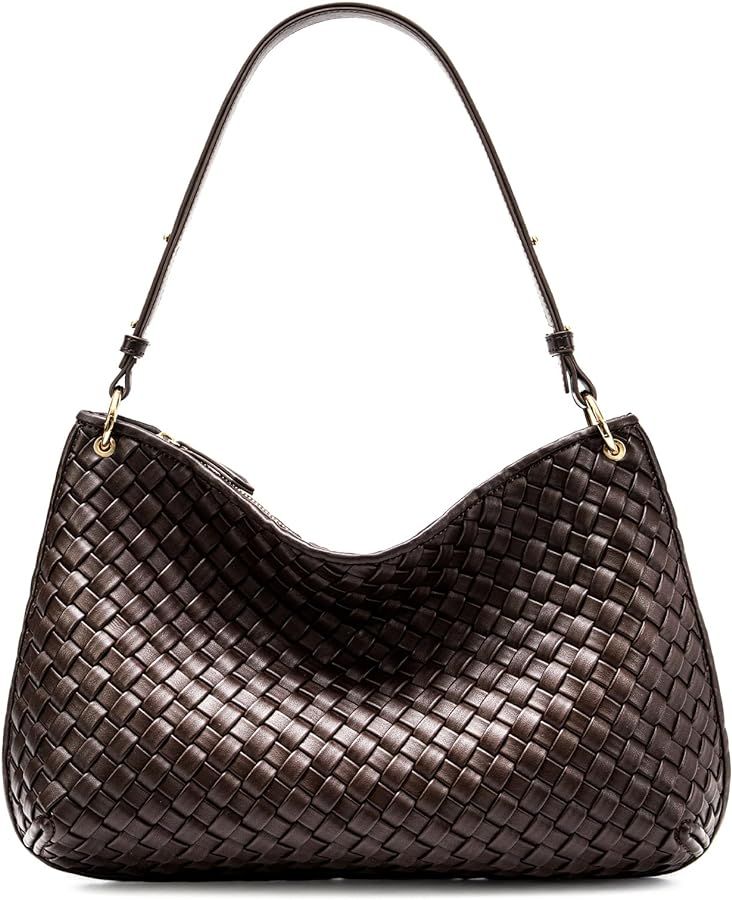 Woven Bag for Women, Small Tote Bag Hobo Bag Fashion Shoulder Bag PU Leather Handmade Woven Purse... | Amazon (US)