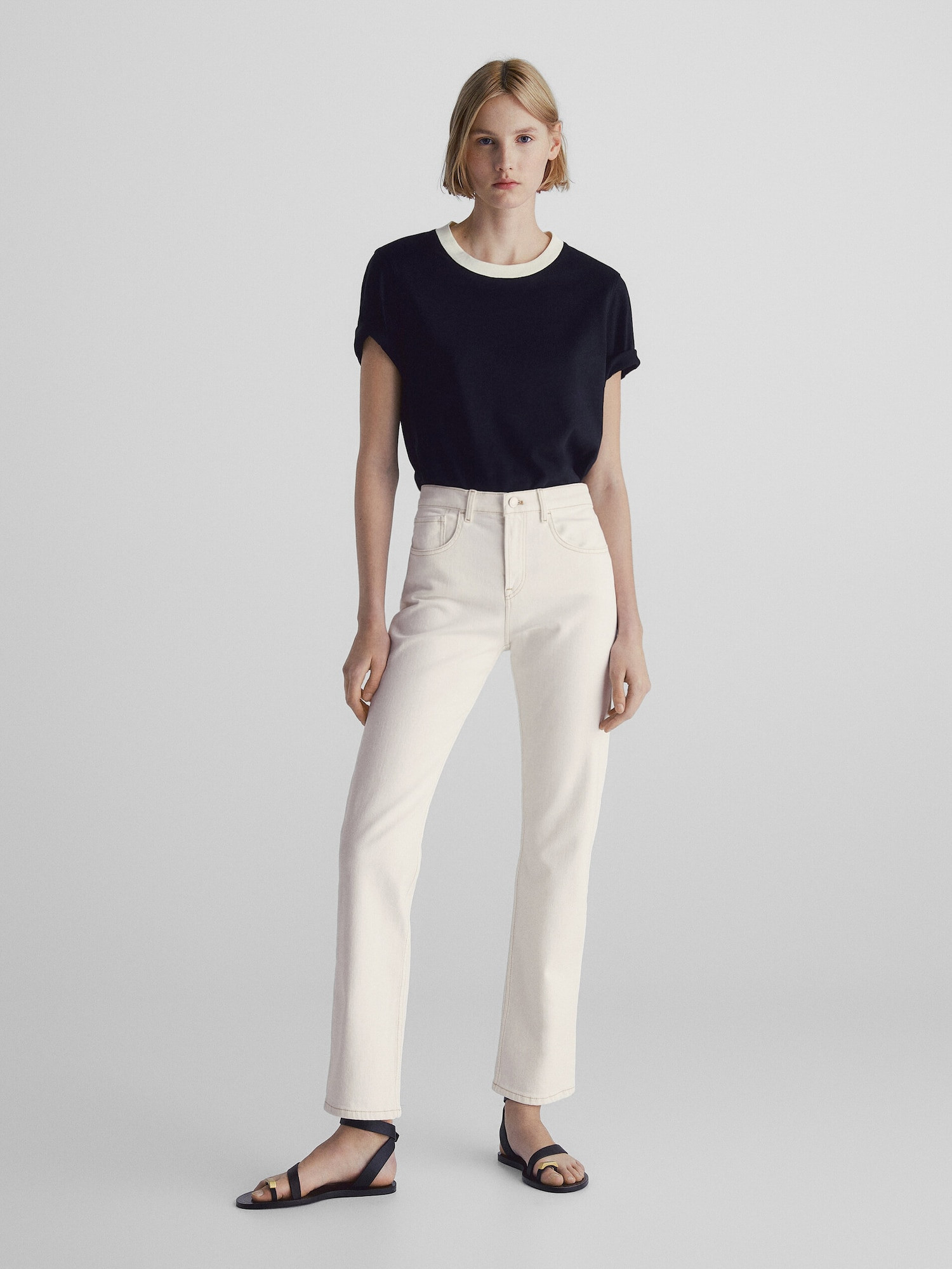 Straight mid-waist jeans | Massimo Dutti UK
