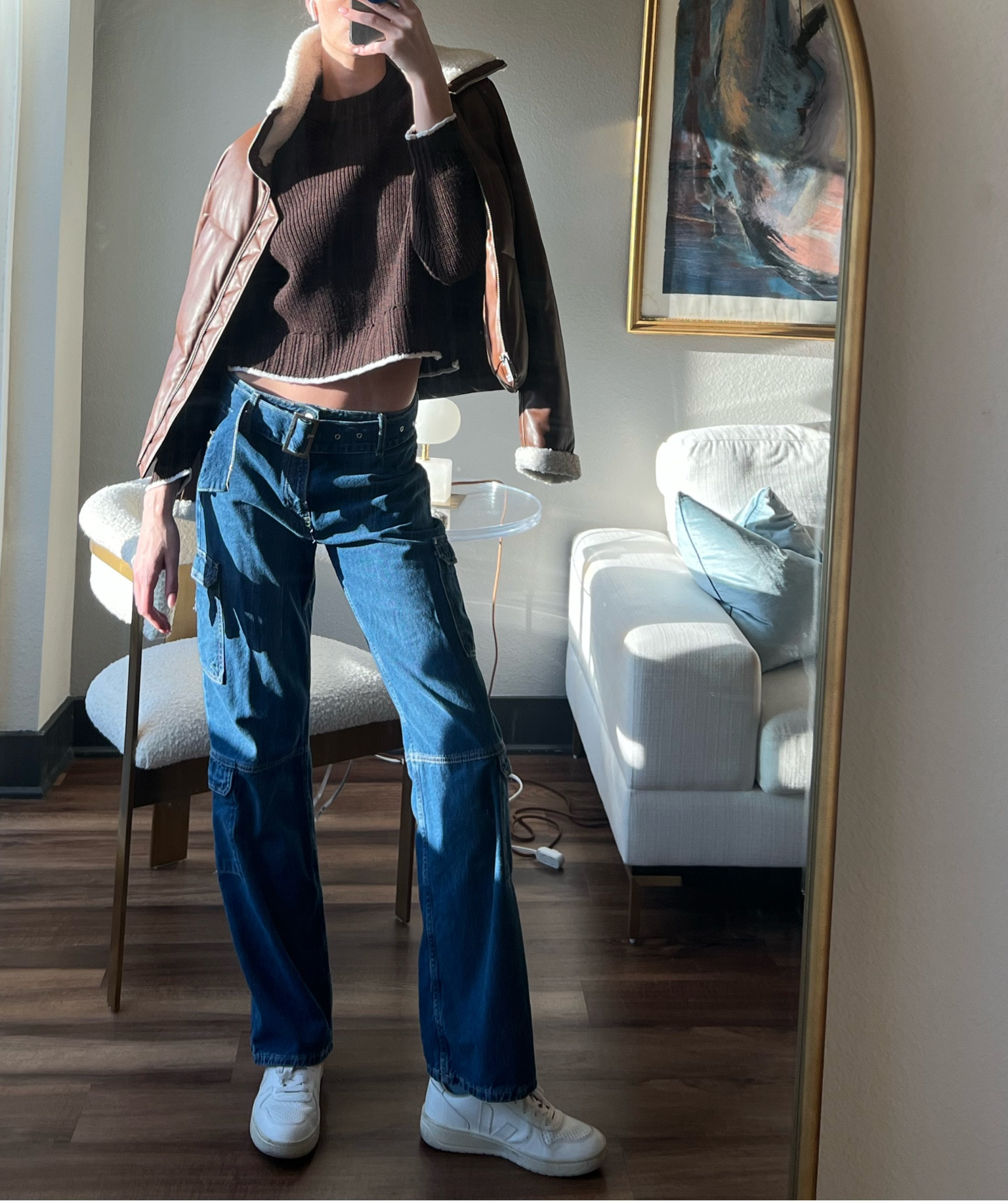 New Proenza sweater (TTS), Levi Jacket (sized up), Zara jeans (linked a similar Ganni pair), and classic white Veja’s 

#LTKfit