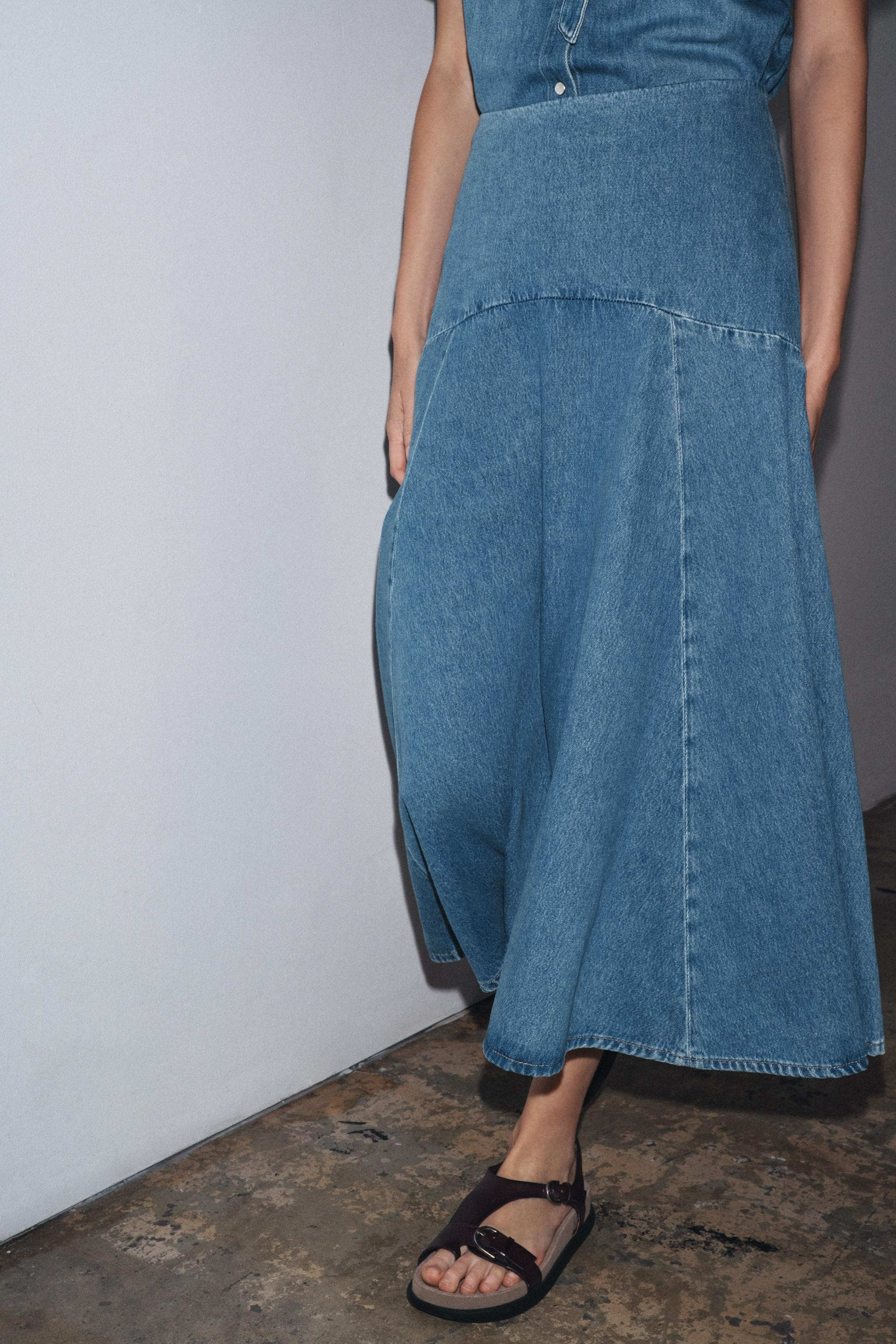 ZW COLLECTION DENIM MIDI SKIRT | Zara US