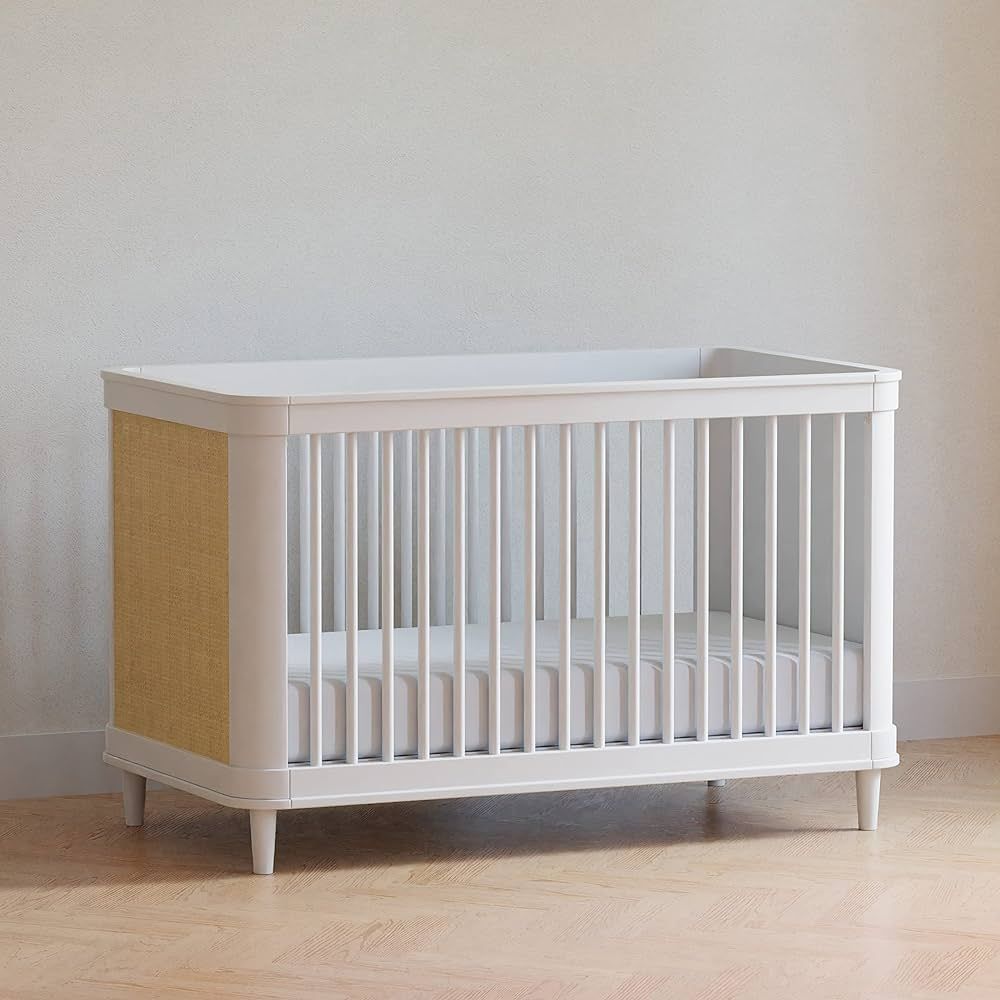 NAMESAKE Marin with Cane 3-in-1 Convertible Crib in Warm White and Honey Cane, Greenguard Gold Ce... | Amazon (US)