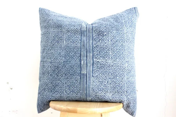 VINTAGE Hmong Pillow Hand Woven HEMP Organic HMONG Ethnic A Piece Of Tribal Textile indigo navy b... | Etsy (US)