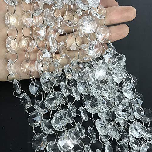 Ollain Crystal Garland 32.8Ft Glass Crystals Beaded Trim Clear Chandelier Octagon Beads Chain for... | Amazon (US)