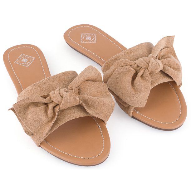 Gallery Seven Suede Bow Slide Sandals for Women - Walmart.com | Walmart (US)