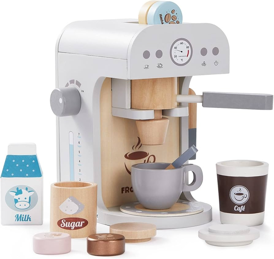 Frogprin Kids Coffee Maker Playset-Wooden Kitchen Toys, Toddler Play Kitchen Accessories, Pretend... | Amazon (US)