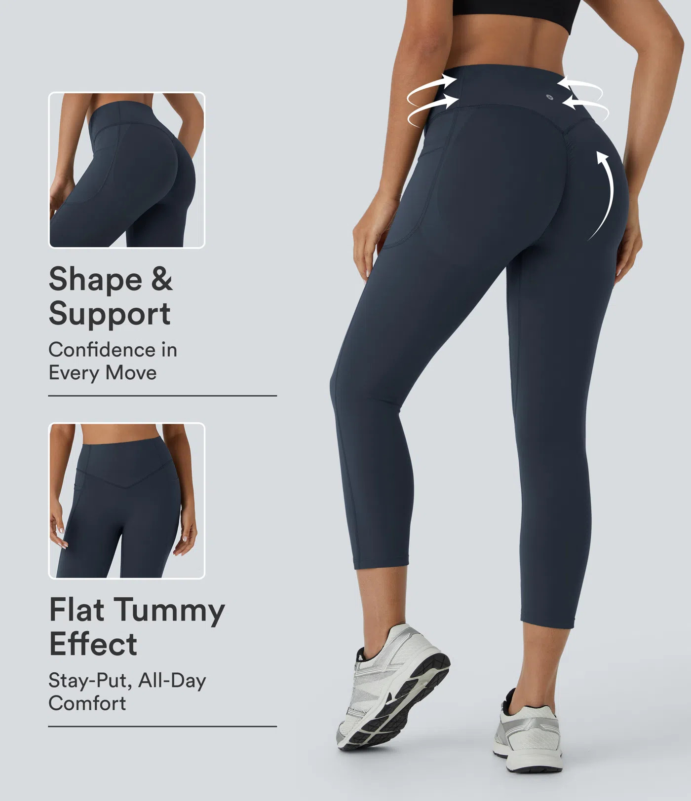 Halara UltraSculpt™ High Waisted Scrunch Butt Lifting Tummy Control Pocket Shaping Capri Traini... | HALARA