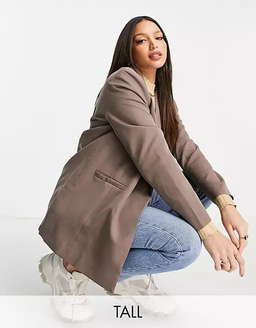 Missguided Tall tailored blazer in taupe | ASOS | ASOS (Global)