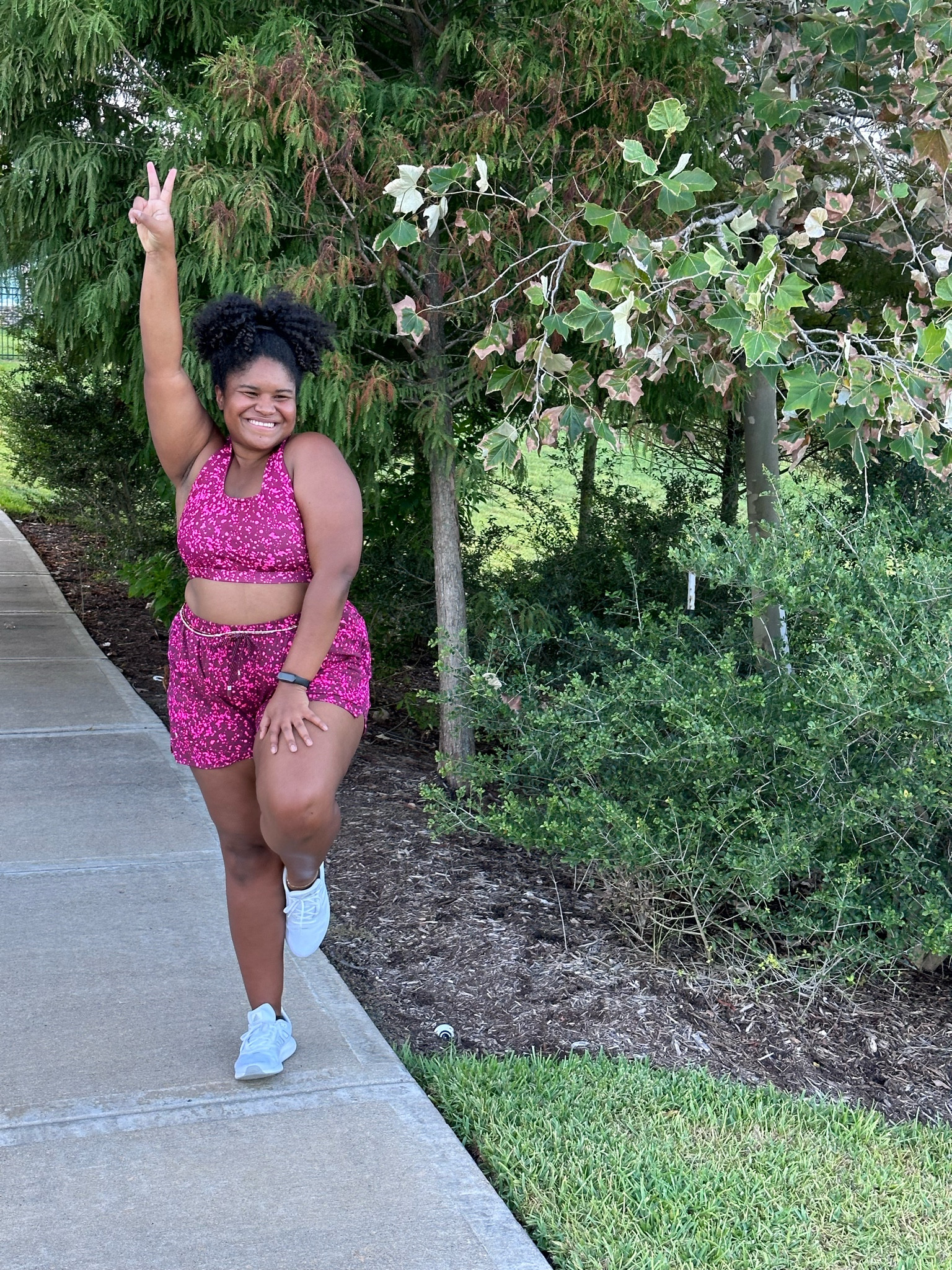 These breathable shorts and supportive sports bra made me feel cute and comfy for my outdoor walk 

#LTKcurves #LTKFitness