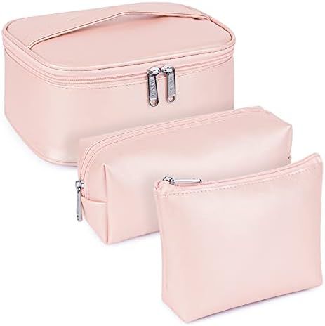 WANDF 3 Pieces Makeup Bag Toiletry Bag Portable Cosmetic Pouch Travel Organizer Water-resistant f... | Amazon (US)