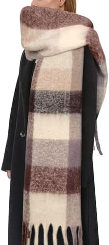 Womens Scarf Winter Big Colorful Checked Thick Warm Soft Scarves Casual Tassel Blanket Scarf | Amazon (US)