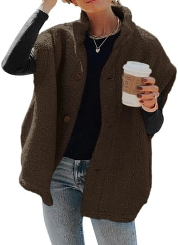 Hongqizo Womens Fuzzy Fleece Vest Casual Oversized Warm Button Down Sherpa Vest Jacket with Pocke... | Amazon (US)