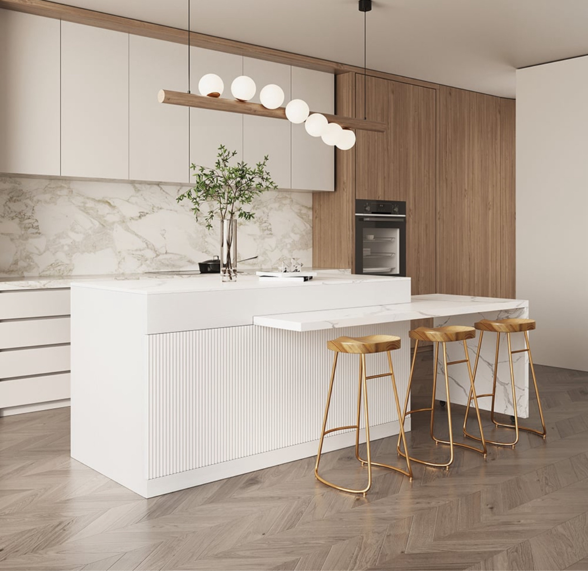 81''-106" Extendable Kitchen Lsland With Doors&Drawers White Marble Pattern Top | Tap below to shop | follow for more! XX 

#LTKStyleTip #LTKHome