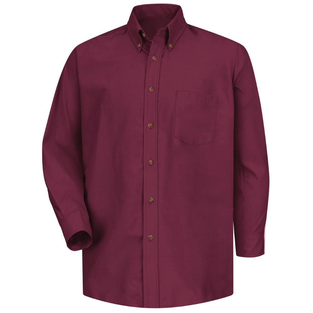 Red Kap petite Men's Size 32/33 Short Burgundy Poplin Dress Shirt, Red | The Home Depot