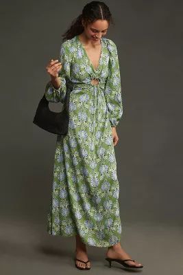 Let Me Be Long-Sleeve V-Neck Cutout Floral Maxi Dress | Anthropologie (US)