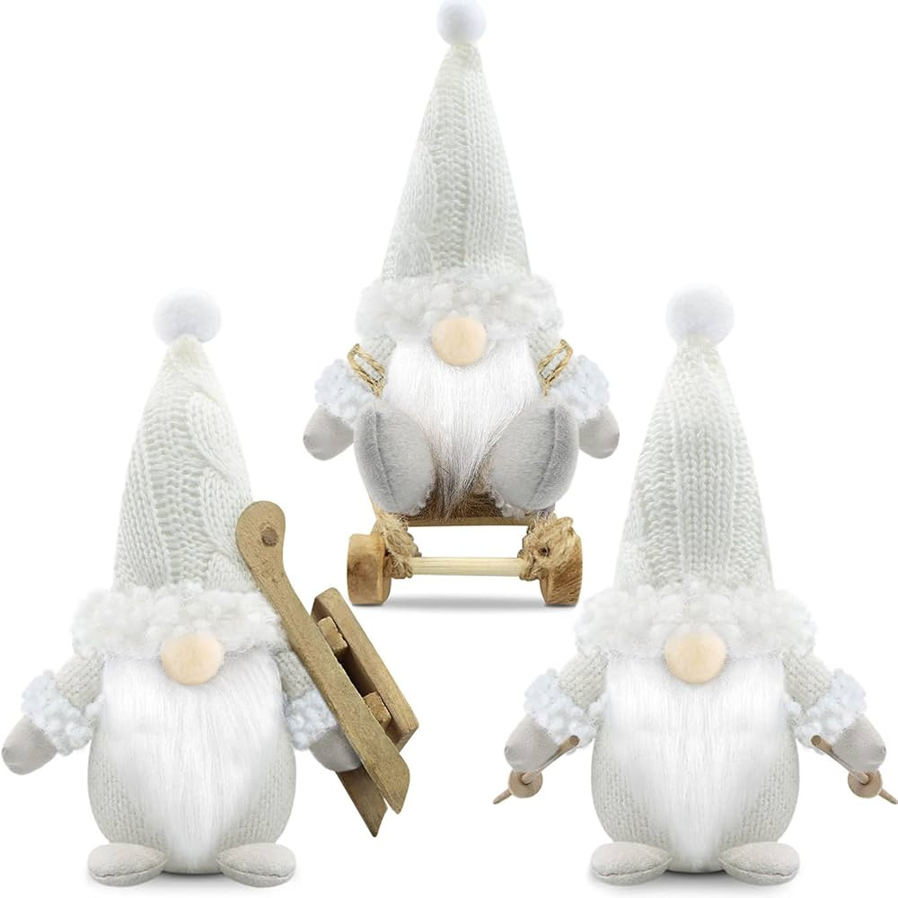 Gehydy Christmas Gnomes Decorations Set of 3 Mini Gnome Plush with Sled Handmade Scandinavian Tom... | Amazon (US)