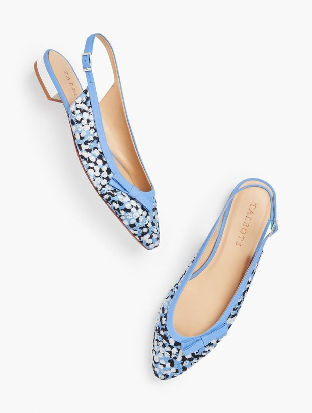 Edison Slingback Bow Flats - Textured Floral | Talbots